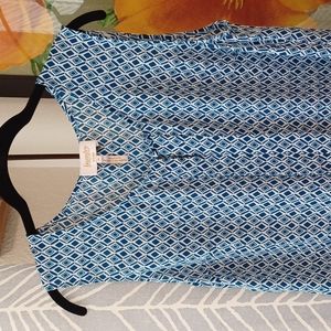 Laundry by Shelli Segal Blue and White Sleeveless Blouse
